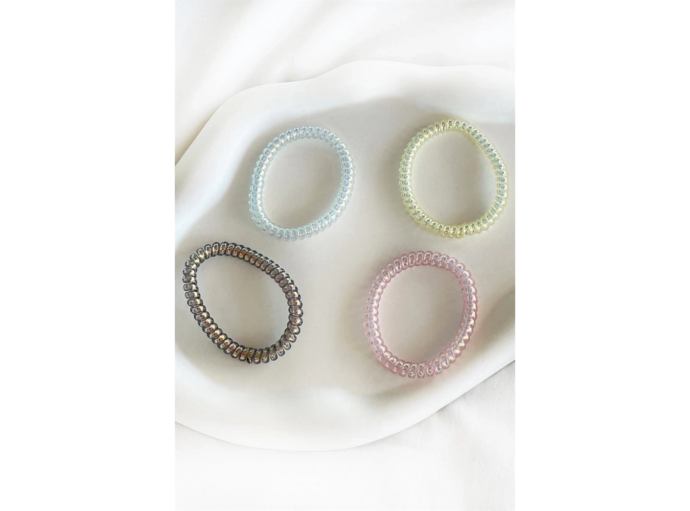 4lü Pembe Renkli Helezon Hologramlı Lastik Toka