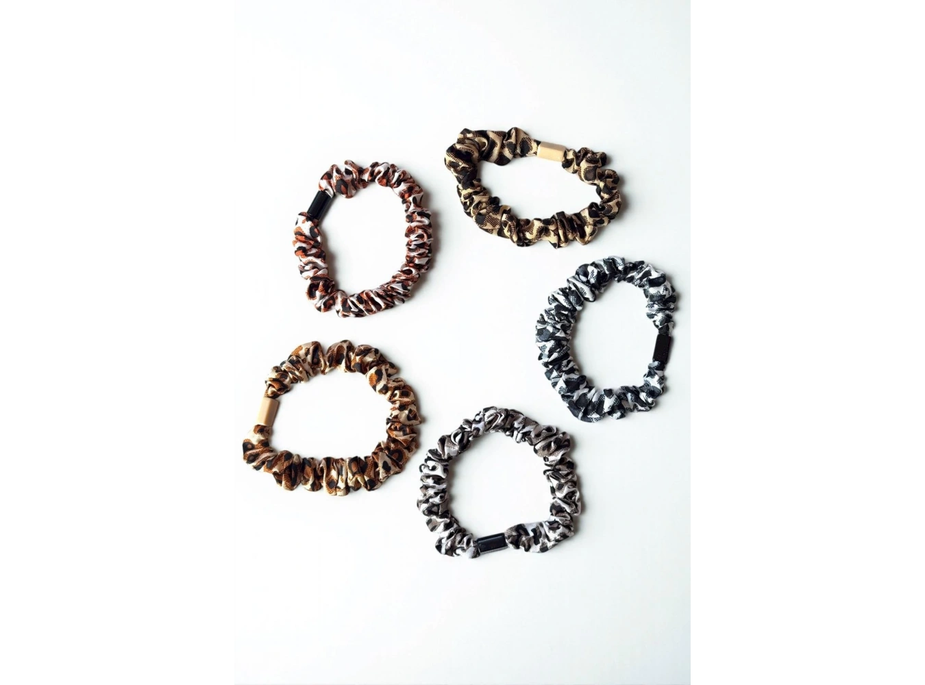 5li Karışık Renk Leopar Desenli Lastik Toka Set