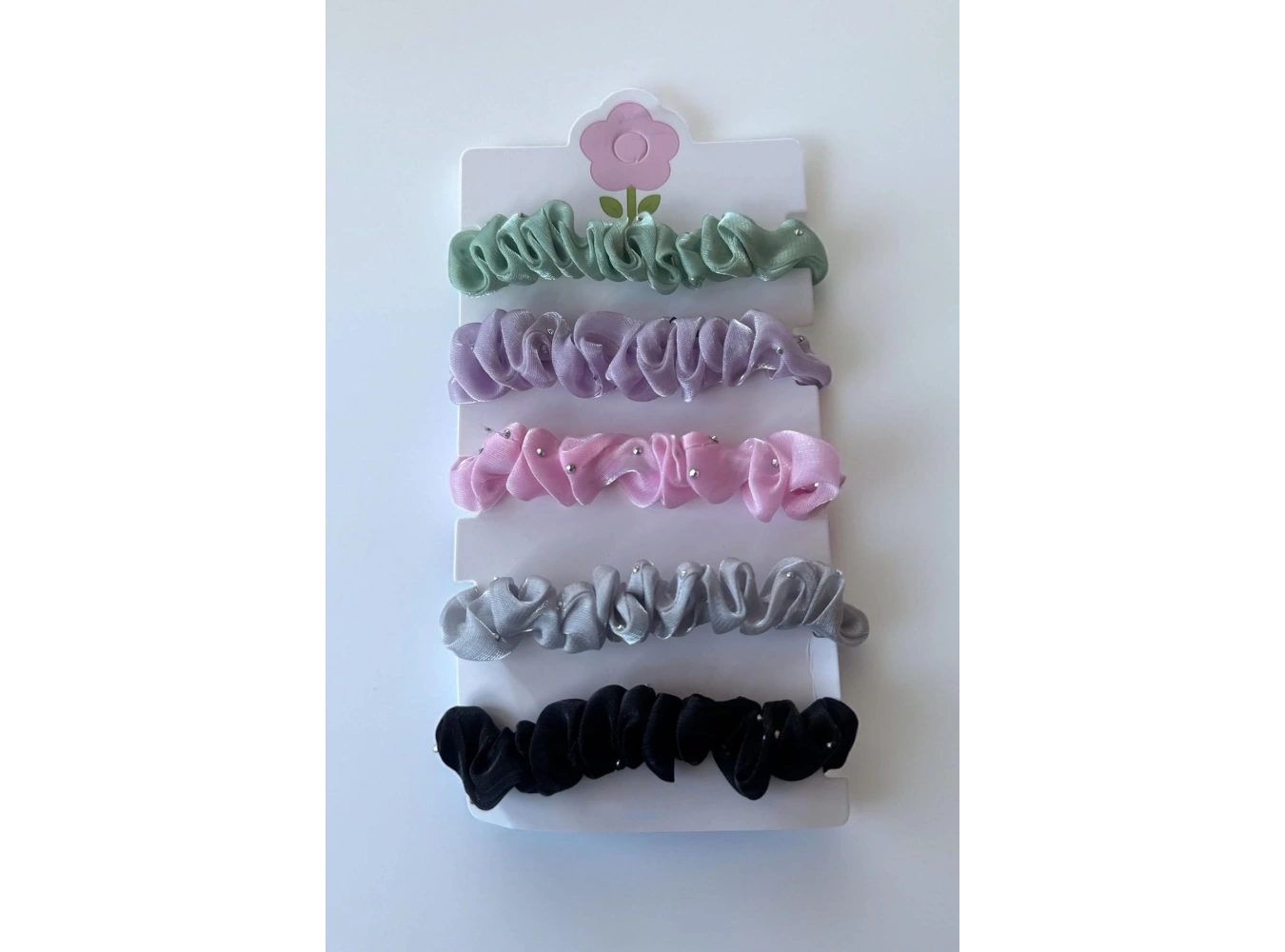 5li Karışık Renk Taş Detaylı Lastik Toka Set