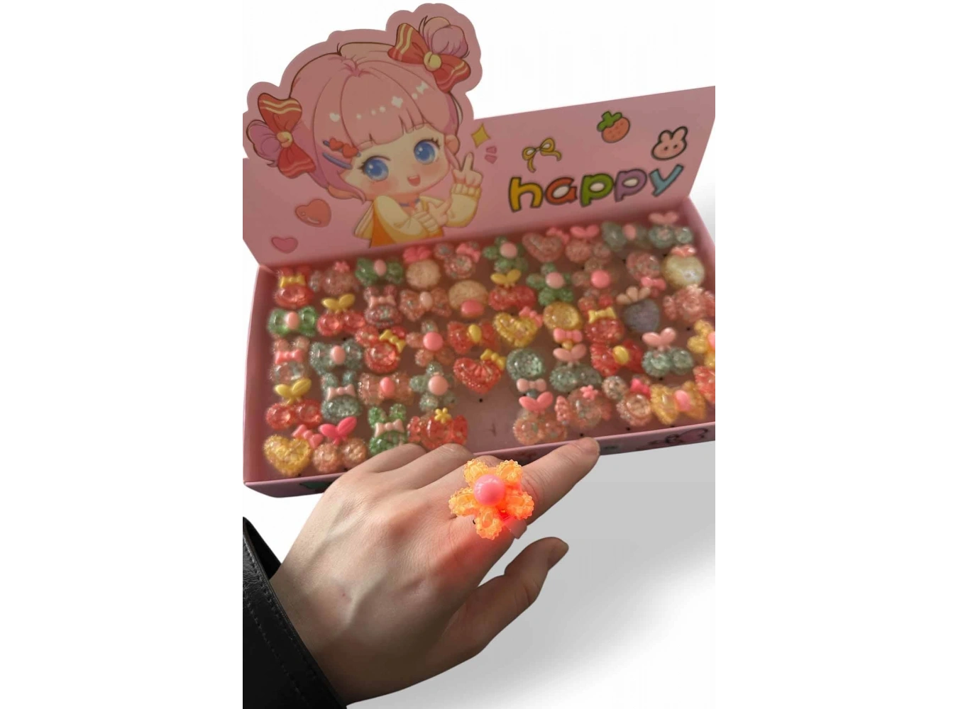 50 Adet Karışık Figürlü Işıklı Çocuk Yüzük Set