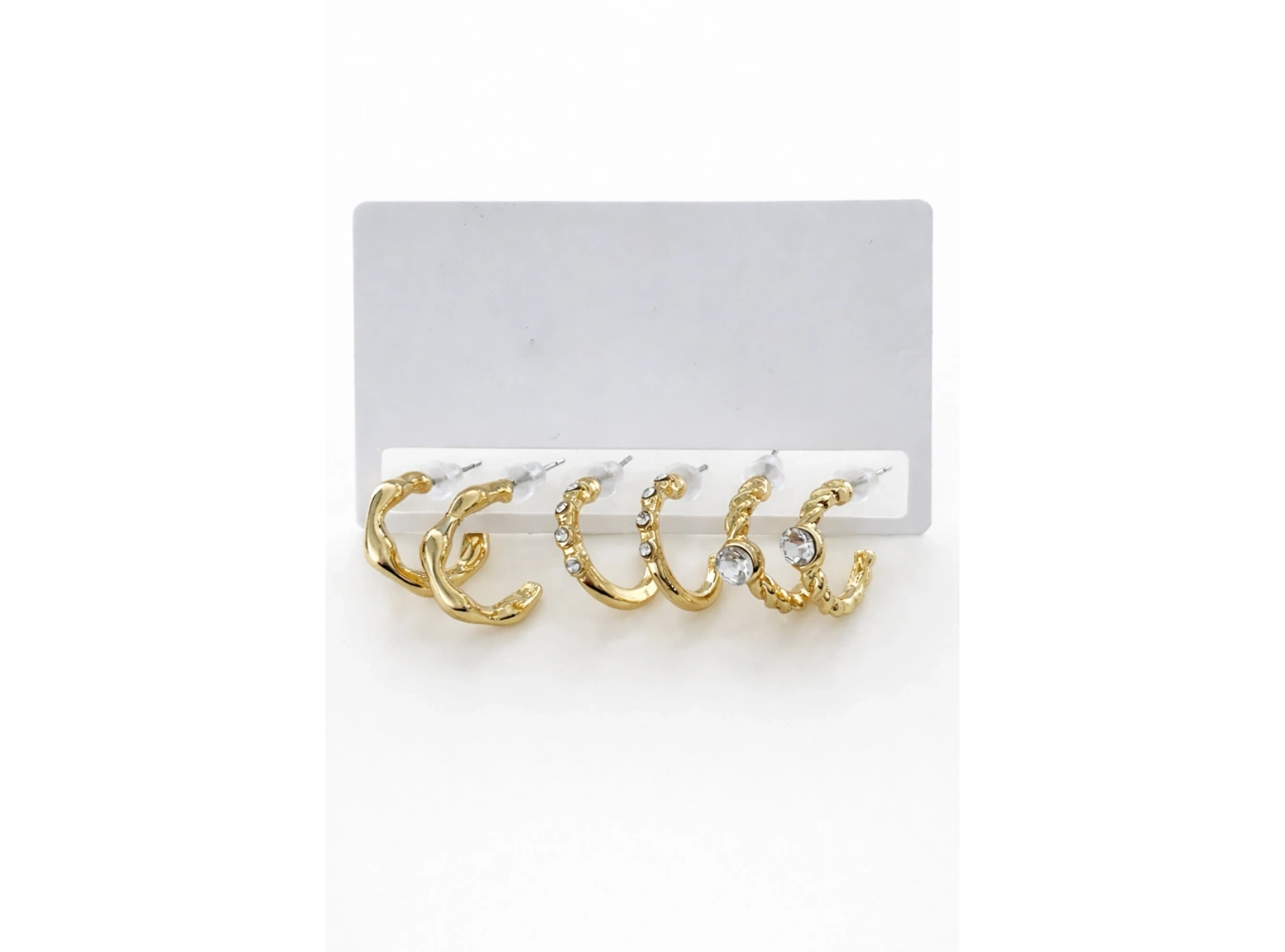 6lı Altın Renk Taş Detaylı Küpe Set