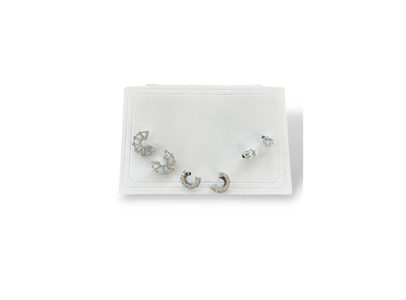 6lı Gümüş Renk Taş Detaylı 14k Altın Kaplama Küpe Set