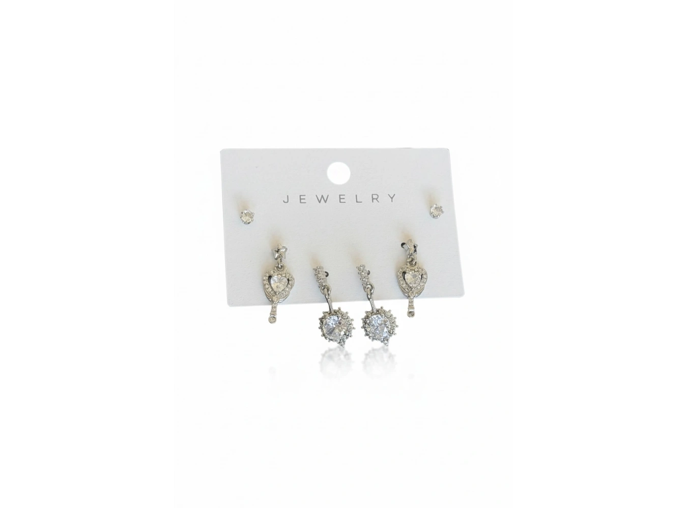 6lı Gümüş Renk Taşlı Küpe Set