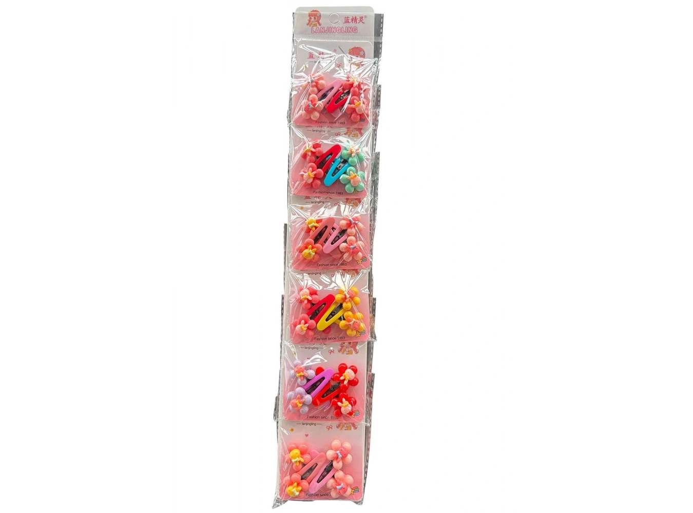 6lı Karışık Renk Çiçek Figürlü Yan Toka Set