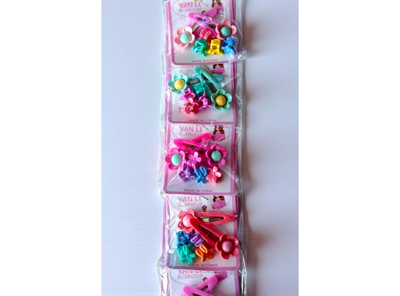 6lı Karışık Renk Çiçek Figürlü Yan Toka Set