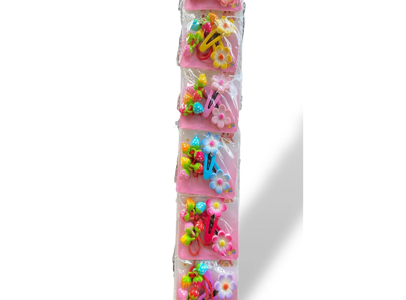 6lı Karışık Renk Çiçek Ve Çilek Figürlü Lastik Ve Yan Toka Set