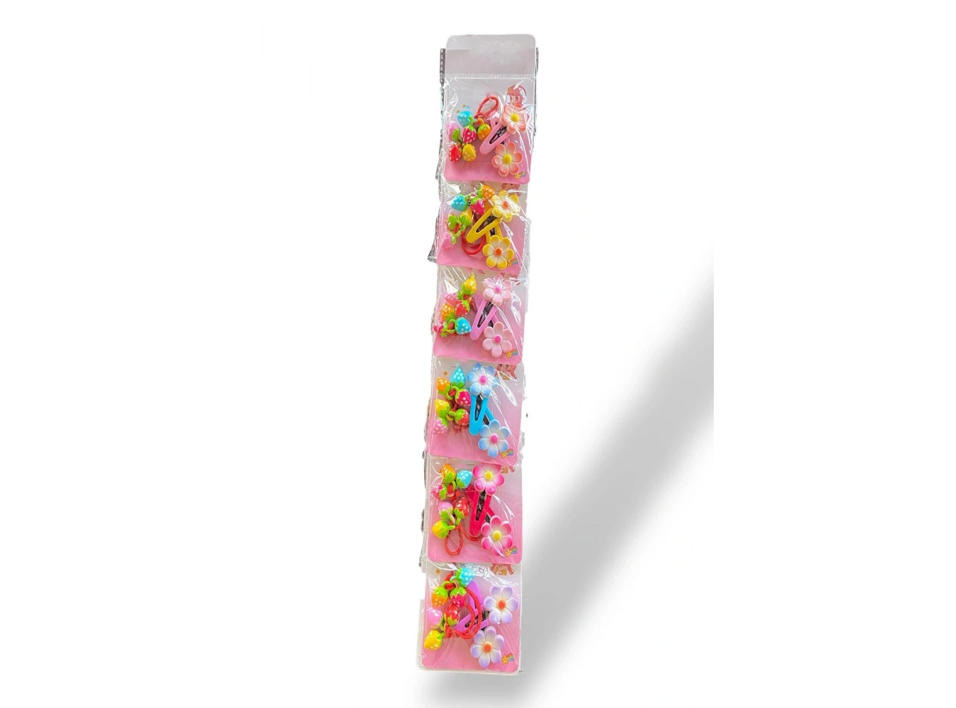 6lı Karışık Renk Çiçek Ve Çilek Figürlü Lastik Ve Yan Toka Set