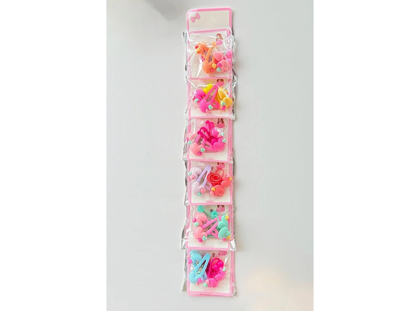 6lı Karışık Renk Kalp Figürlü Lastik Toka Ve Yan Toka Set