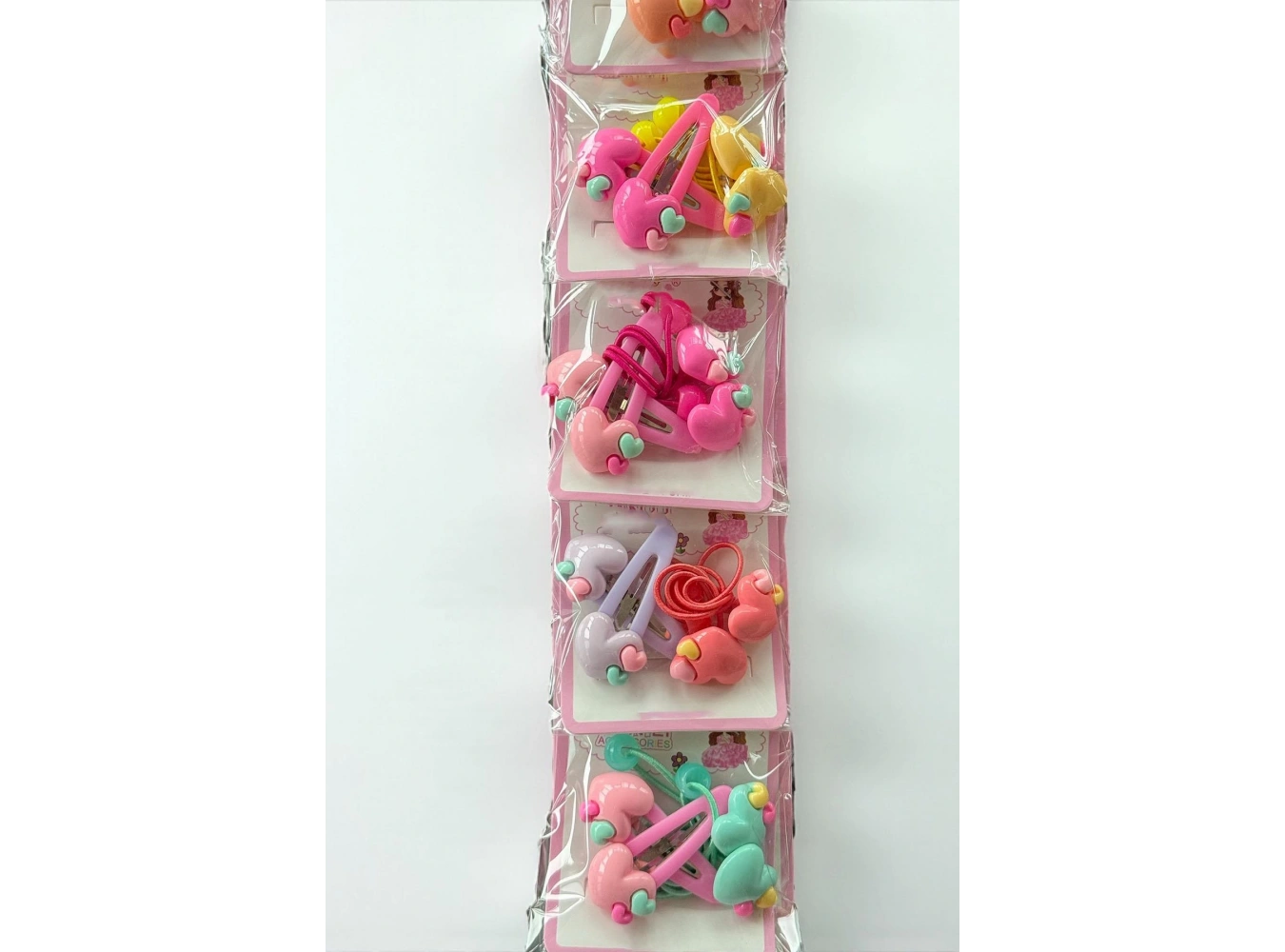 6lı Karışık Renk Kalp Figürlü Lastik Toka Ve Yan Toka Set