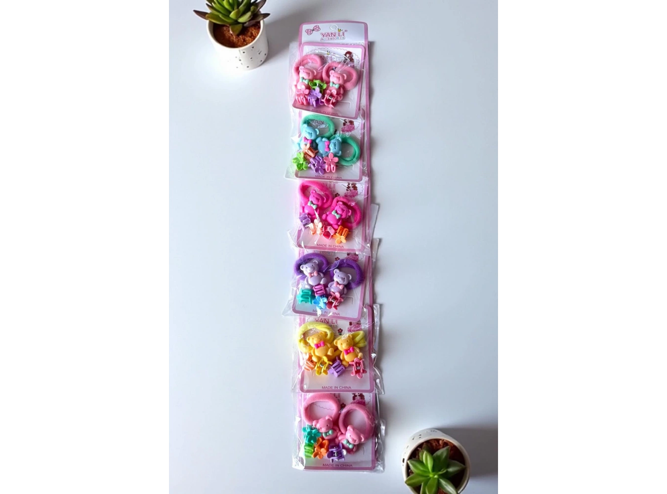 6lı Karışık Renk Karışık Figürlü Lastik Toka Ve Mandal Toka Set