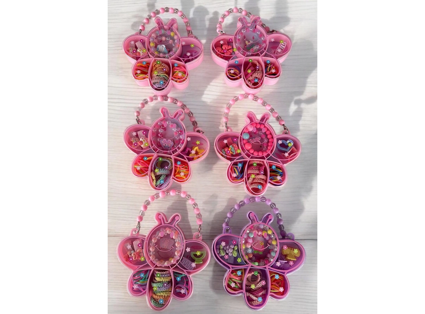 6lı Karışık Renk Kelebek Figürlü Çantalı Toka Set