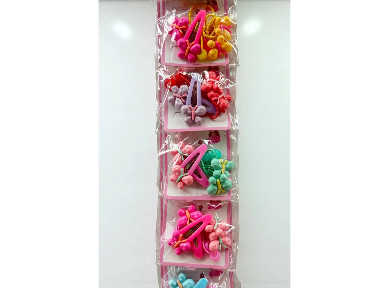 6lı Karışık Renk Kelebek Figürlü Lastik Toka Ve Yan Toka Set