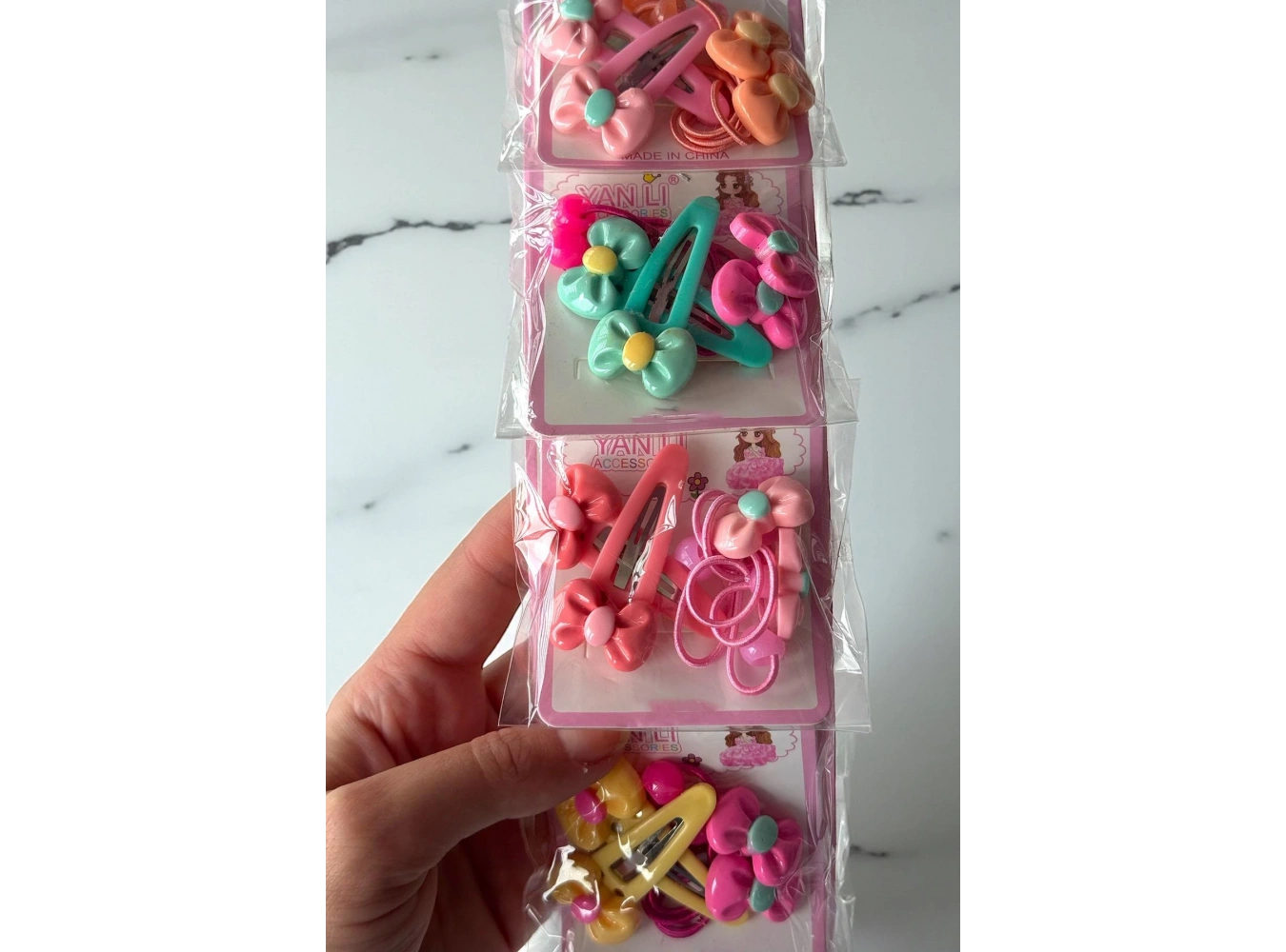 6lı Karışık Renk Kurdele Figürlü Lastik Toka Ve Yan Toka Set