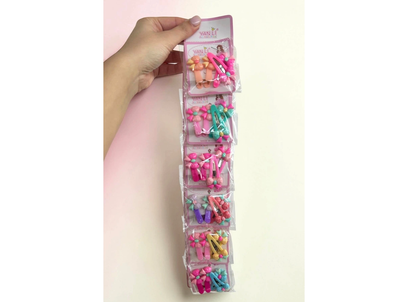 6lı Karışık Renk Kurdele Figürlü Yan Toka Set