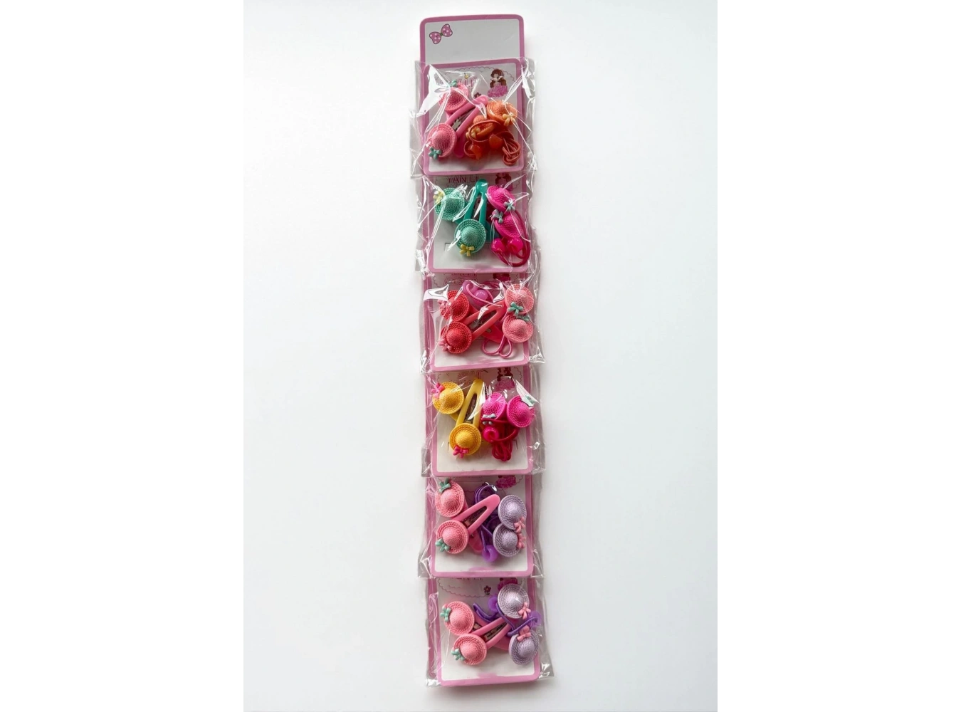 6lı Karışık Renk Şapka Figürlü Lastik Toka Ve Yan Toka Set