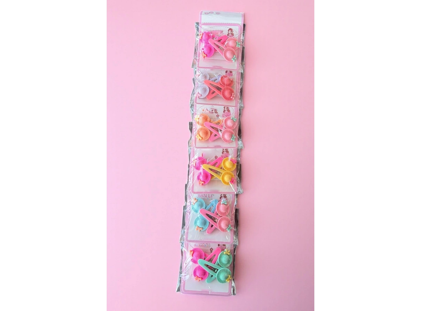 6lı Karışık Renk Şapka Figürlü Yan Toka Set