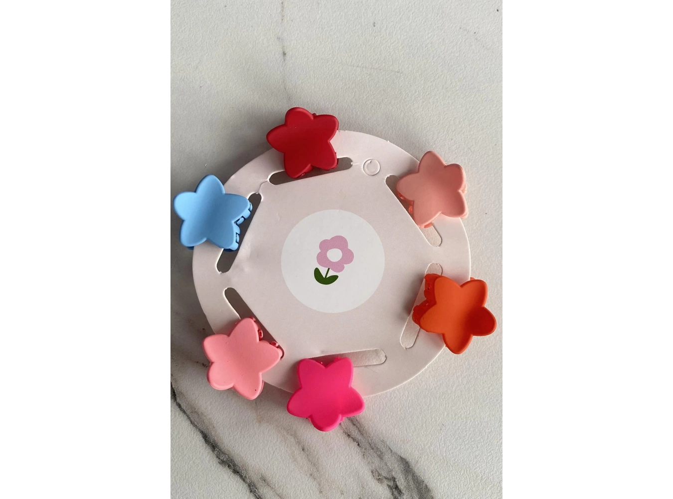 6lı Karışık Renk Yıldız Figürlü Mini Mandal Toka