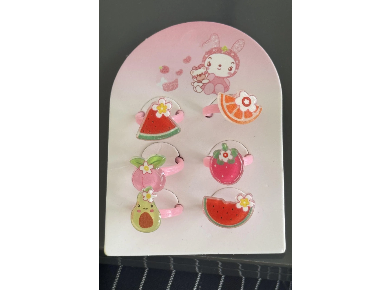 6lı Pembe Renk Karışık Figürlü Çocuk Yüzük Set