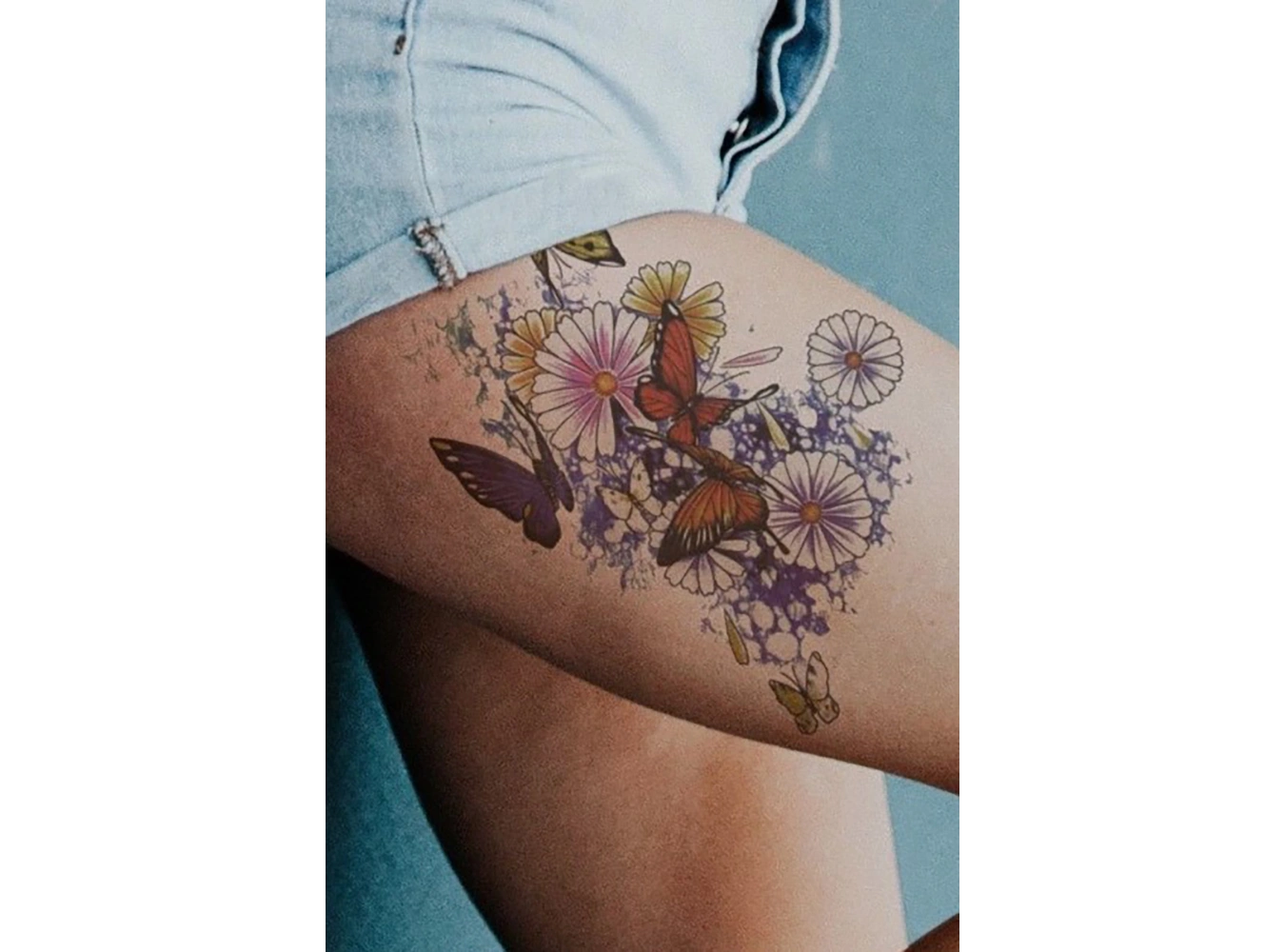 Geçici Çiçek Ve Kelebek Figürlü Dövme Tattoo