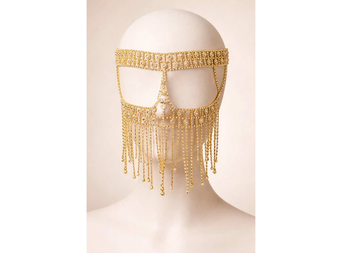 Altın Renk Taş Detaylı Dansöz Maskesi