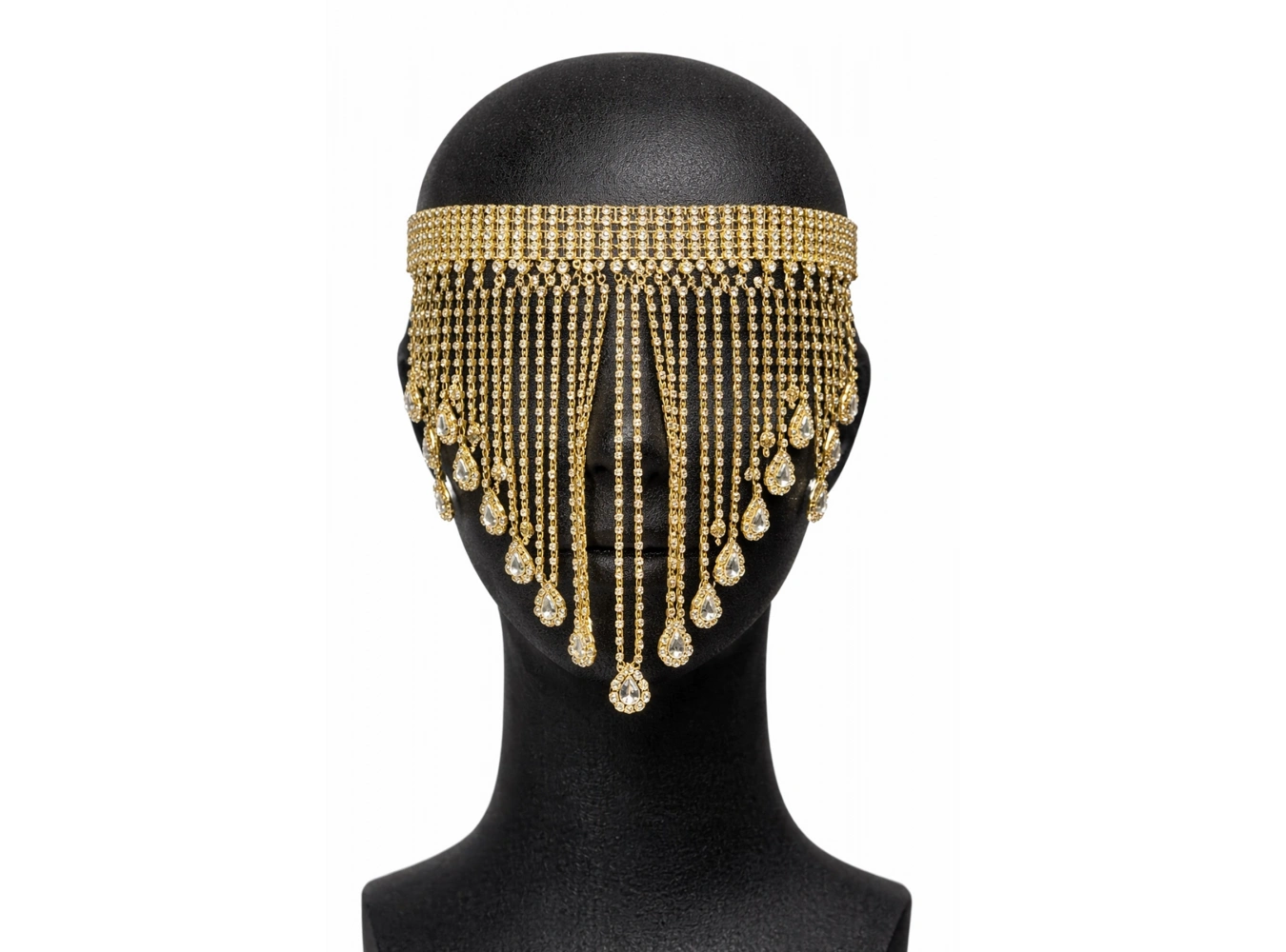 Altın Renk Taş Detaylı Dansöz Maskesi