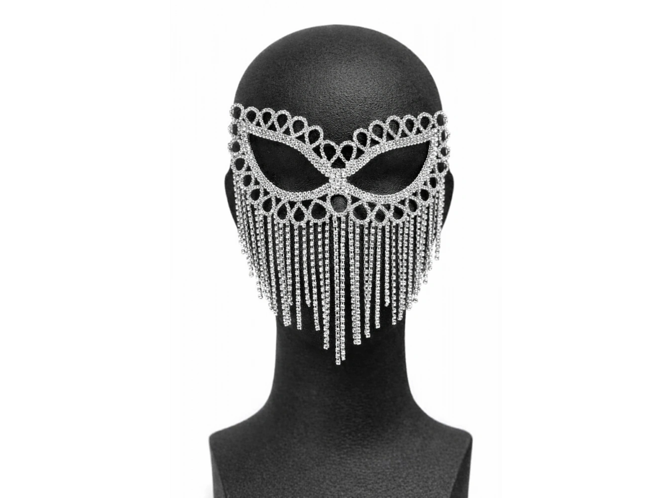Gümüş Renk Taşlı Parti Maskesi