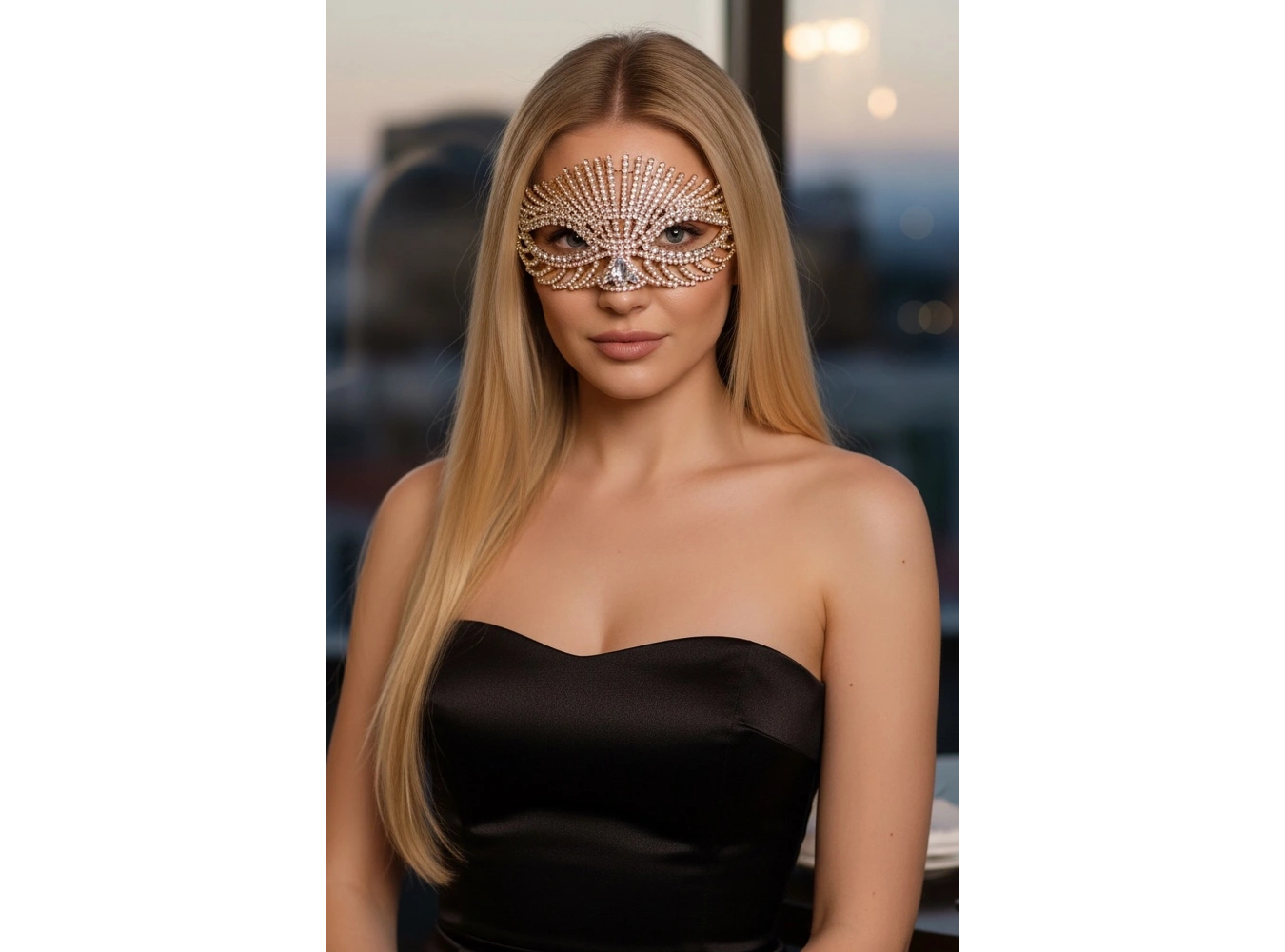 Altın Renk Taş Detaylı Tasarım Parti Maskesi