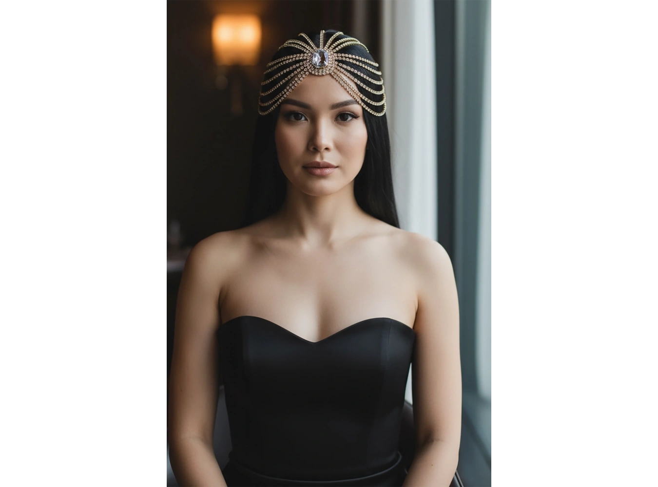 Altın Renk Taş Detaylı Saç Aksesuarı/Kına Aksesuarı