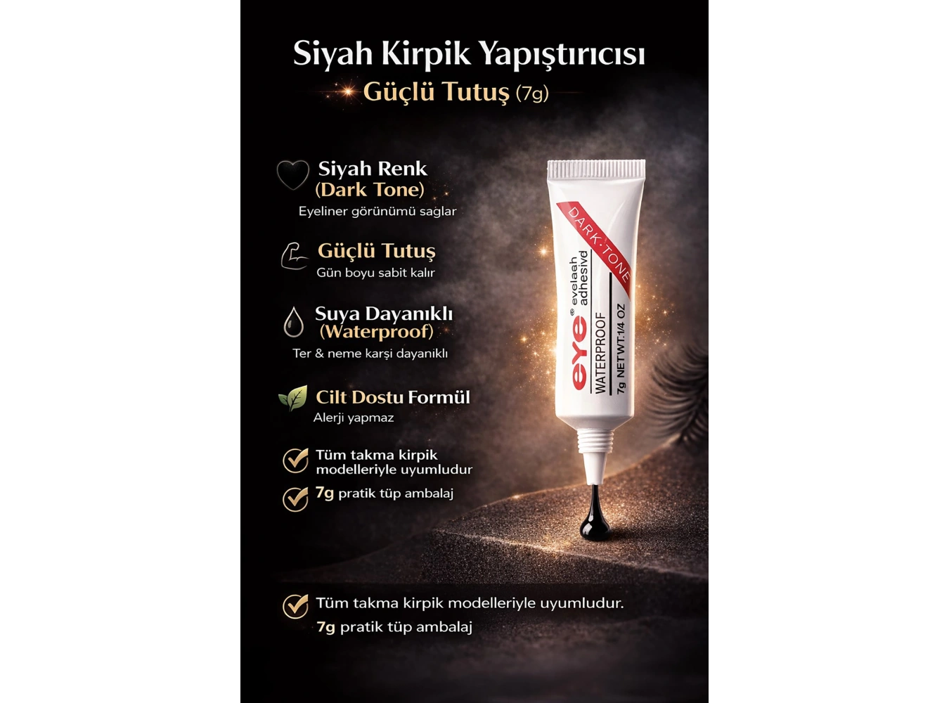 Siyah Renk Profesyonel Kirpik Yapıştırıcısı