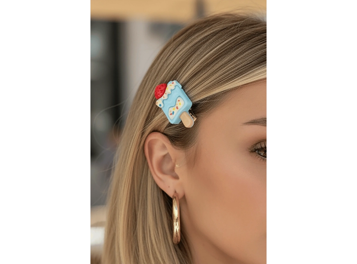 Mavi Renk Dondurma Figürlü Yan Toka