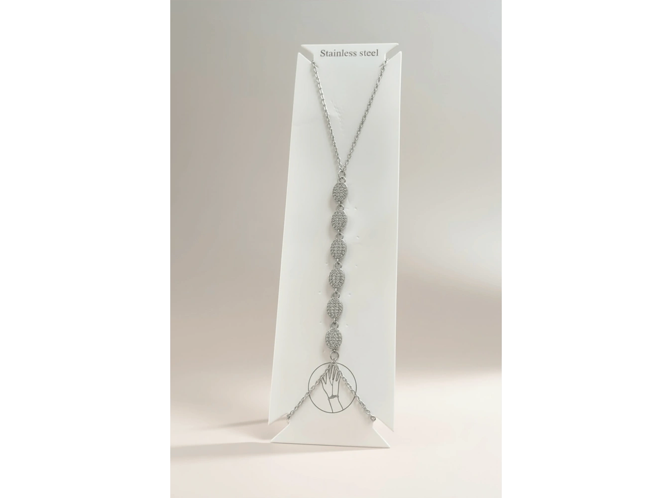 Gümüş Renk Taş Detaylı Çelik Şahmeran