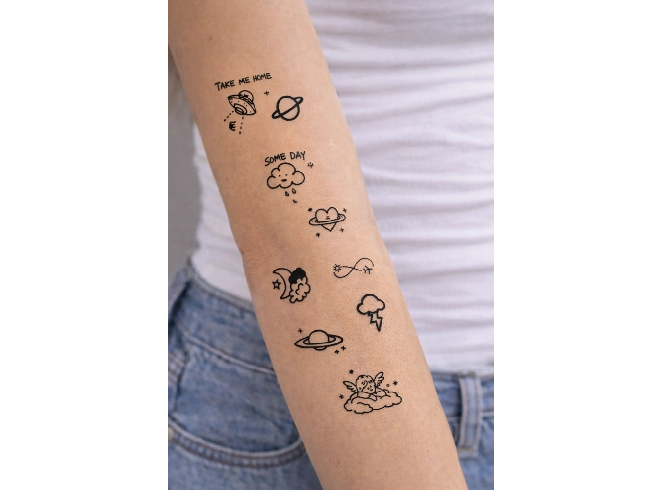 Karışık Figürlü 12 Saat Sonra Kararan Geçici Mini Dövme Tattoo