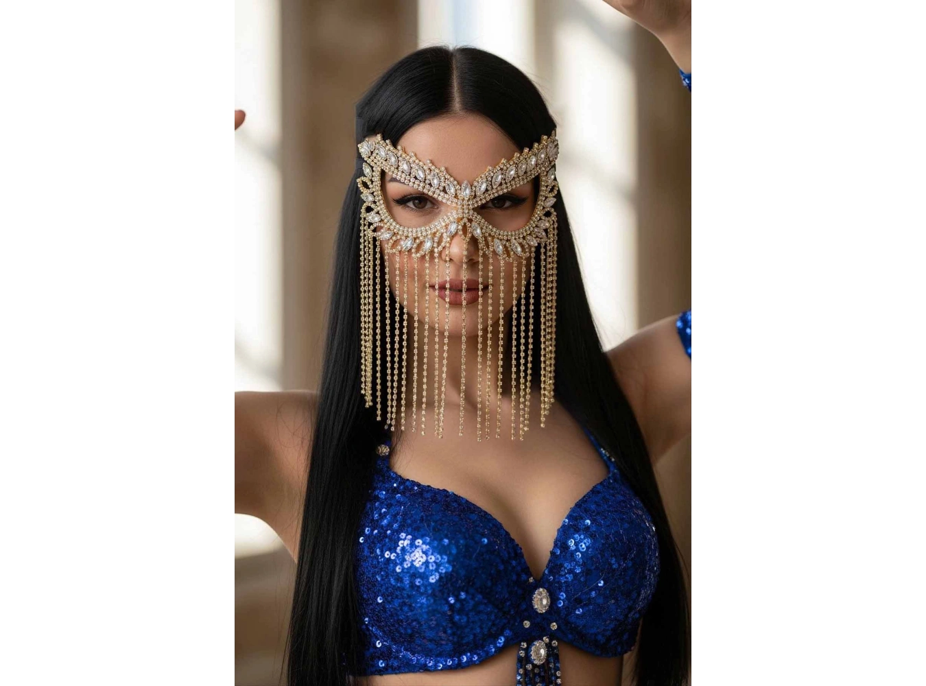 Altın Renk Taşlı Parti Maskesi