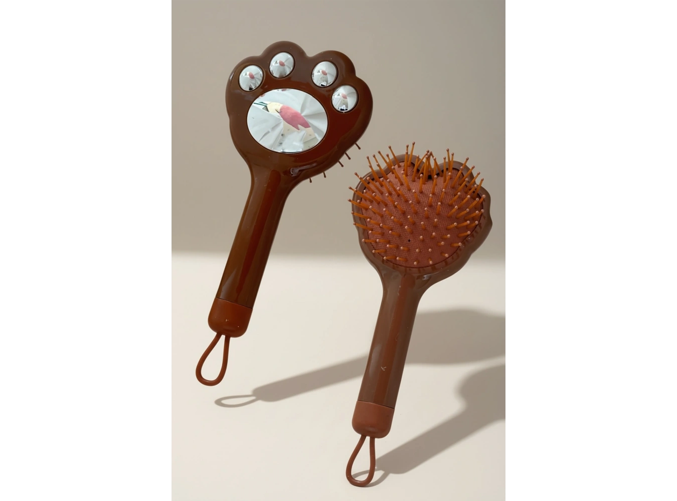 Acı Kahve Renk Pati Figürlü Saç Tarama Fırçası/ Tarak