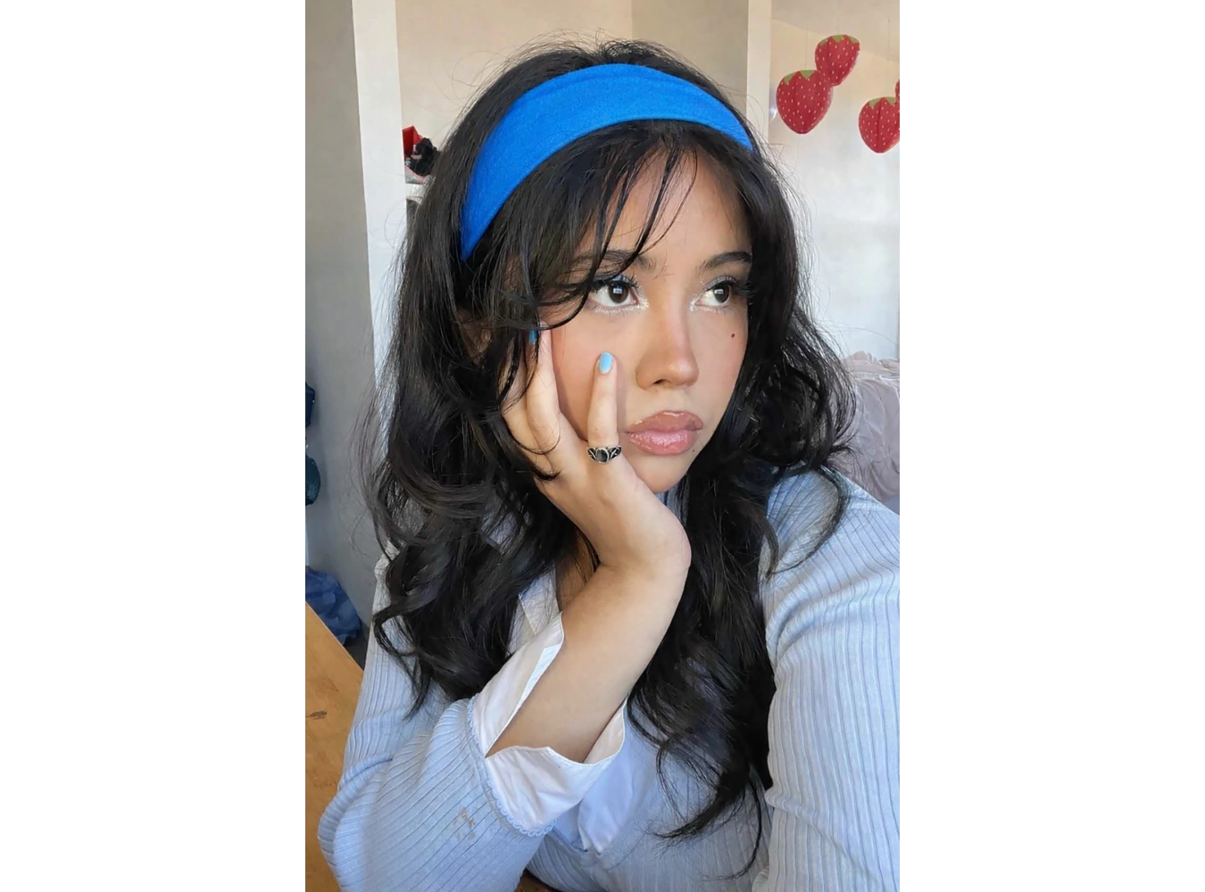 Mavi Renk Geniş Saç Bandı