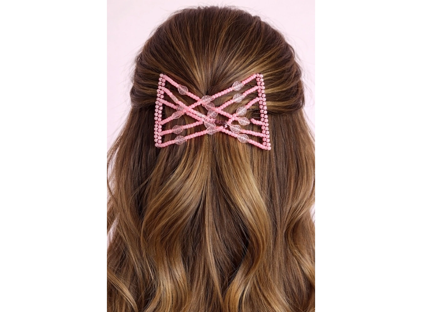 Pembe Renk Yaprak Figürlü Tel Tarak Toka