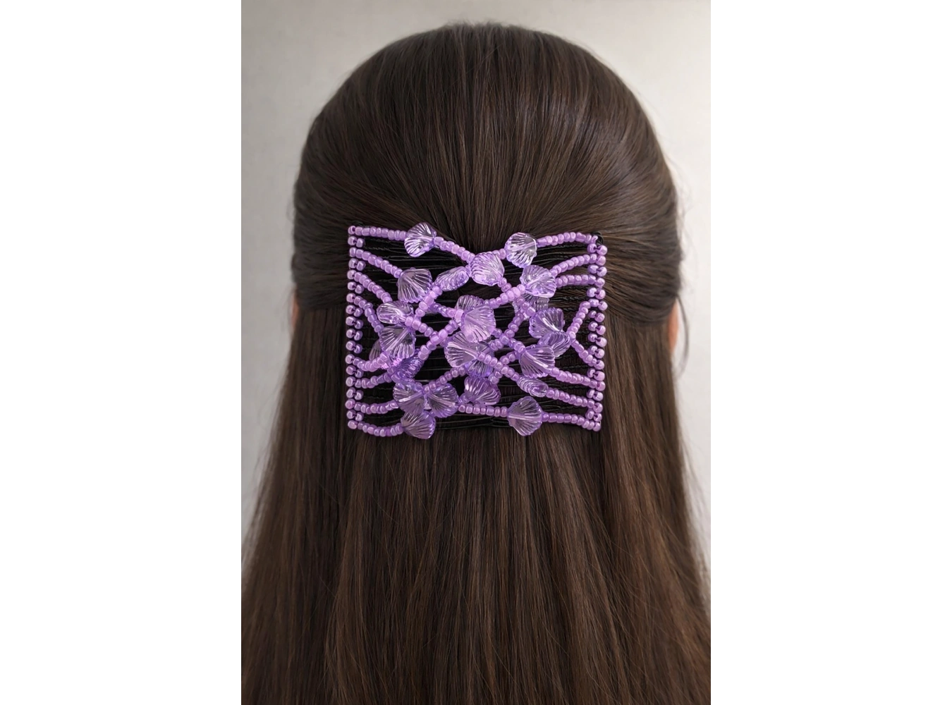 Mor Renk Deniz Kabuğu Figürlü Tel Tarak Toka