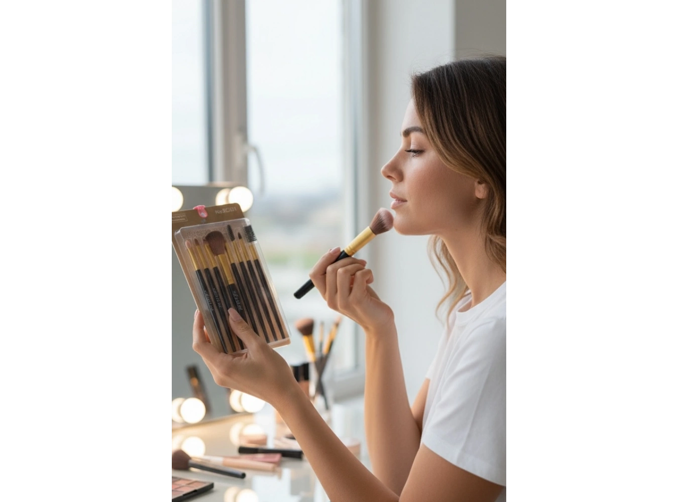 8li Altın Ve Siyah Renk Makyaj Fırçası Set