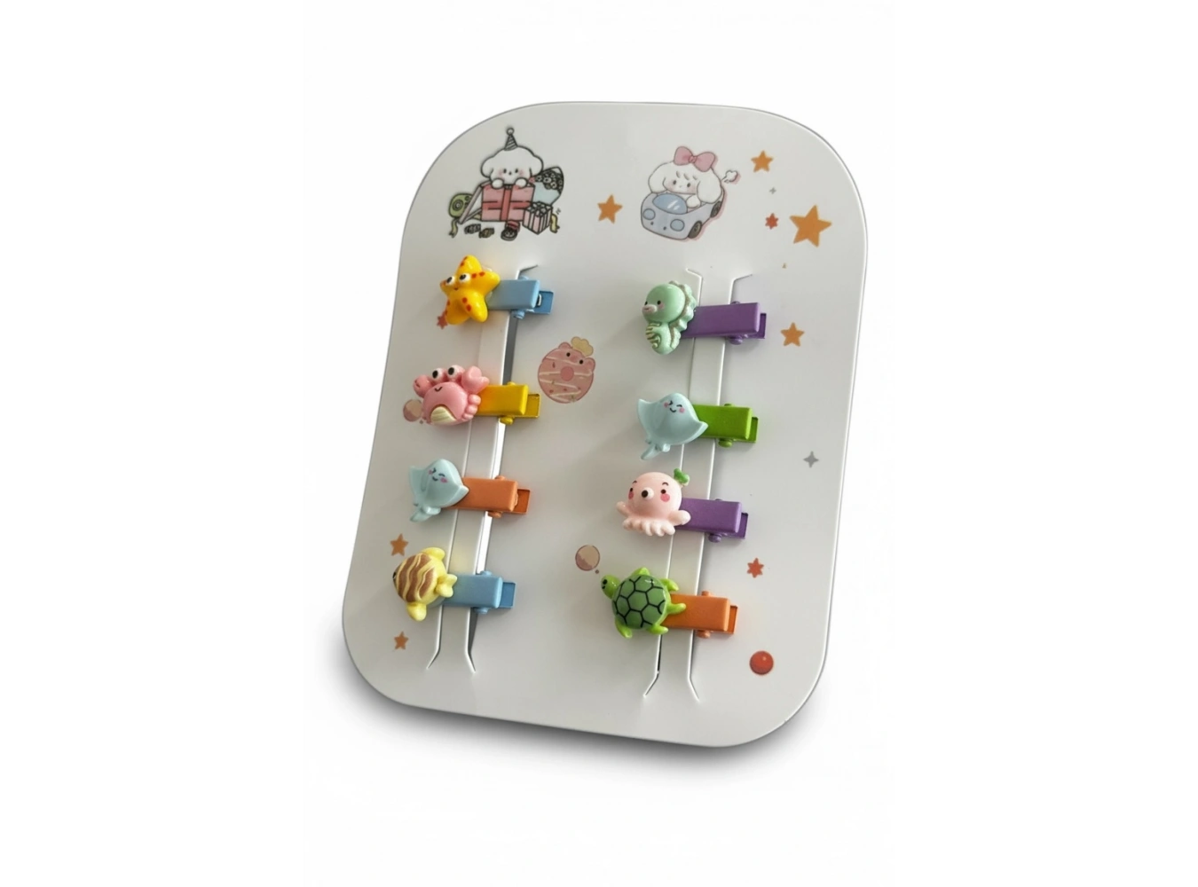 8li Karışık Renk Hayvan Figürlü Çocuk Mini Yan Toka Set