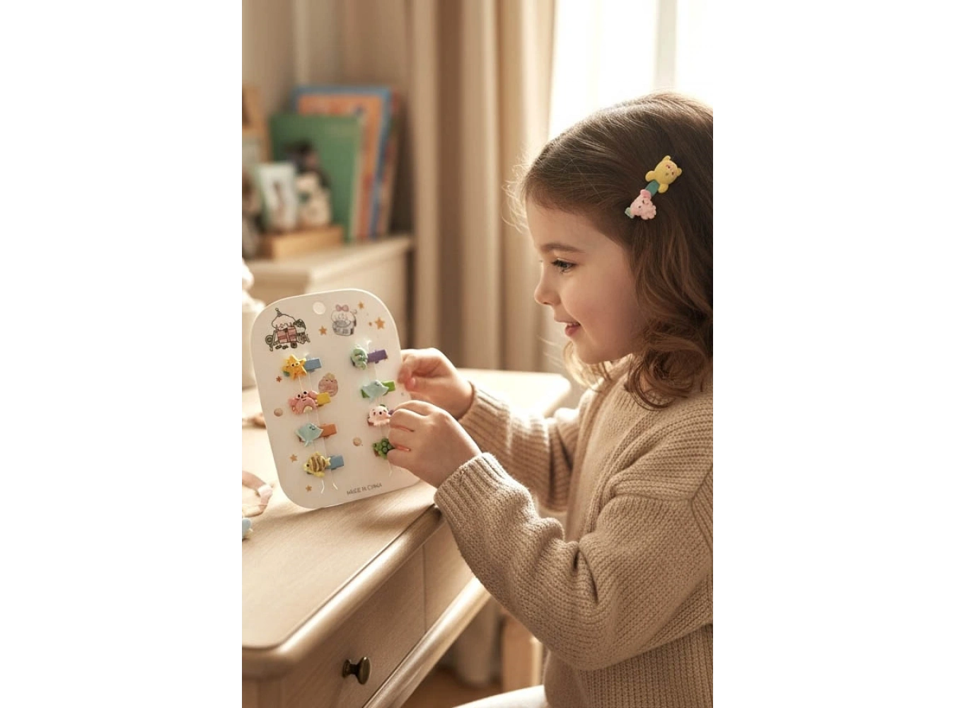 8li Karışık Renk Hayvan Figürlü Çocuk Mini Yan Toka Set