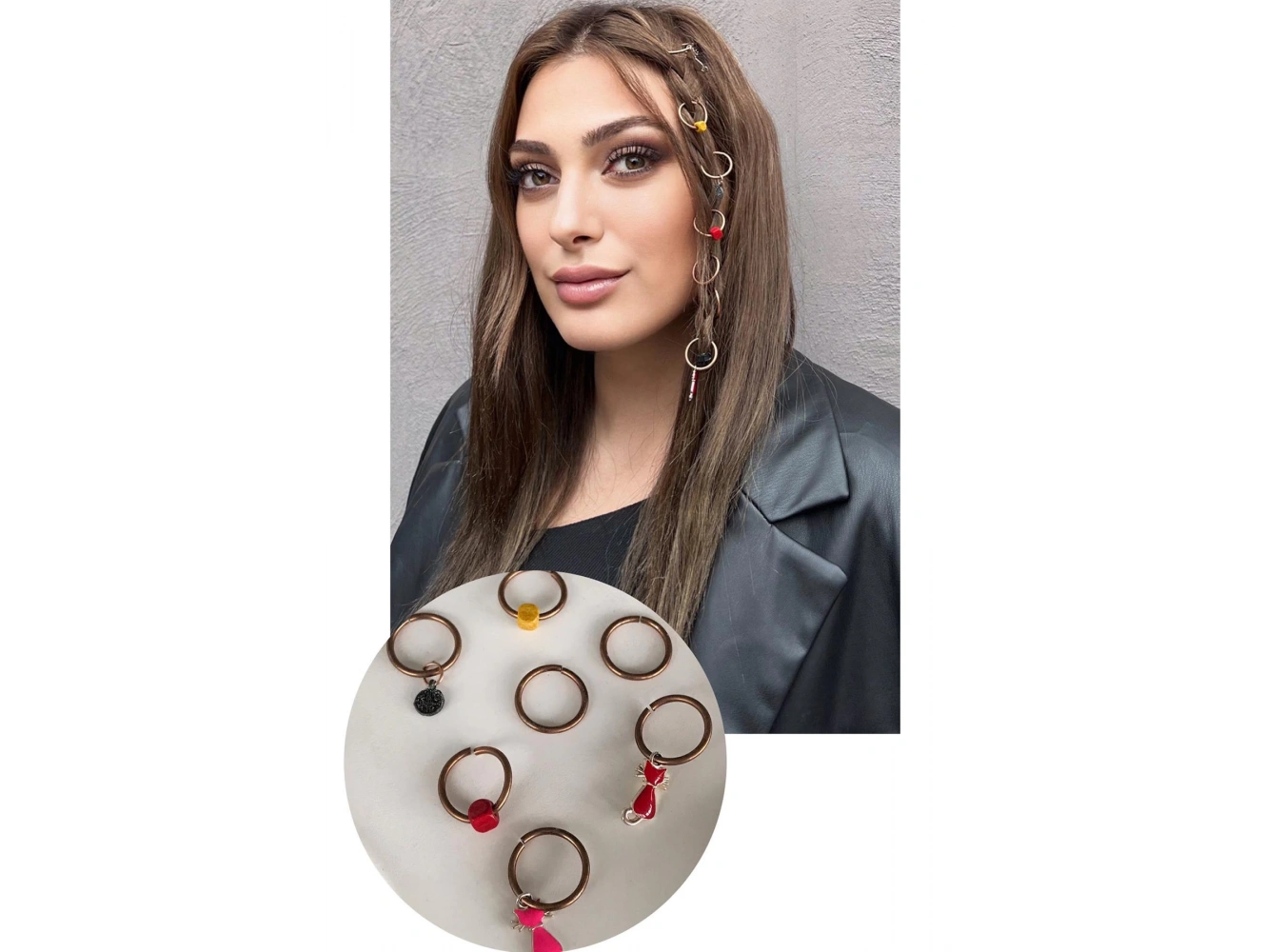 8li Rose Renk Karışık Figürlü Saç Küpesi