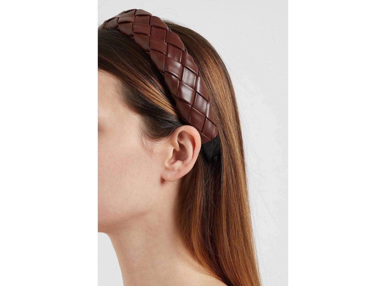 Acı Kahve Renk Örgülü Deri Taç