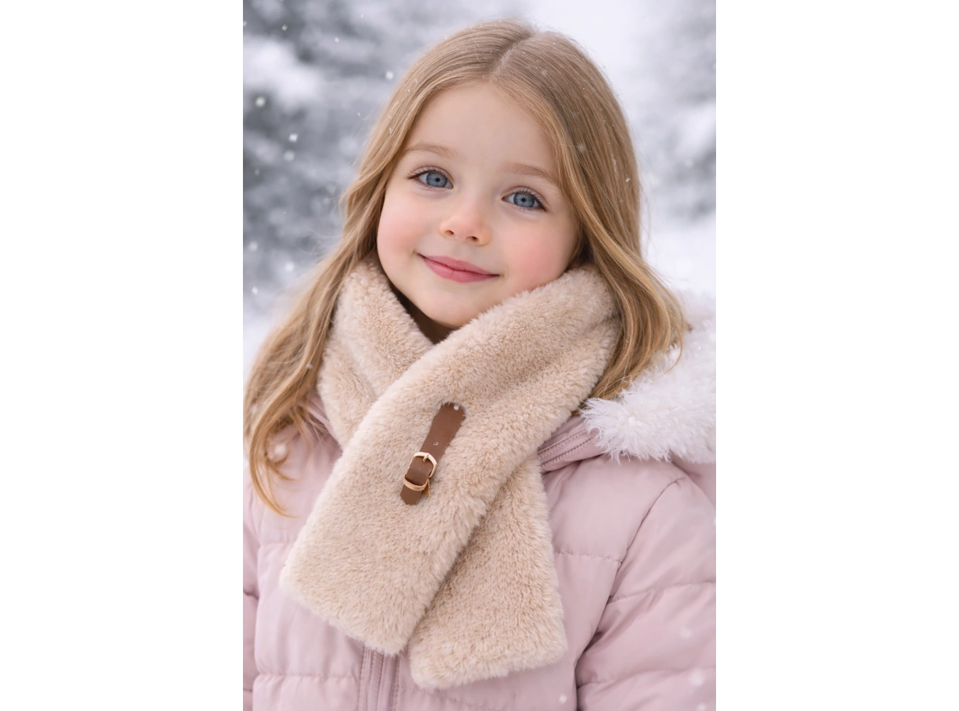 Açık Kahve Renk Çocuk Peluş Atkı