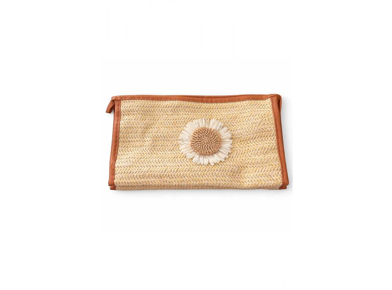 Açık Kahve Renk Hasır Seyahat Makyaj Çantası