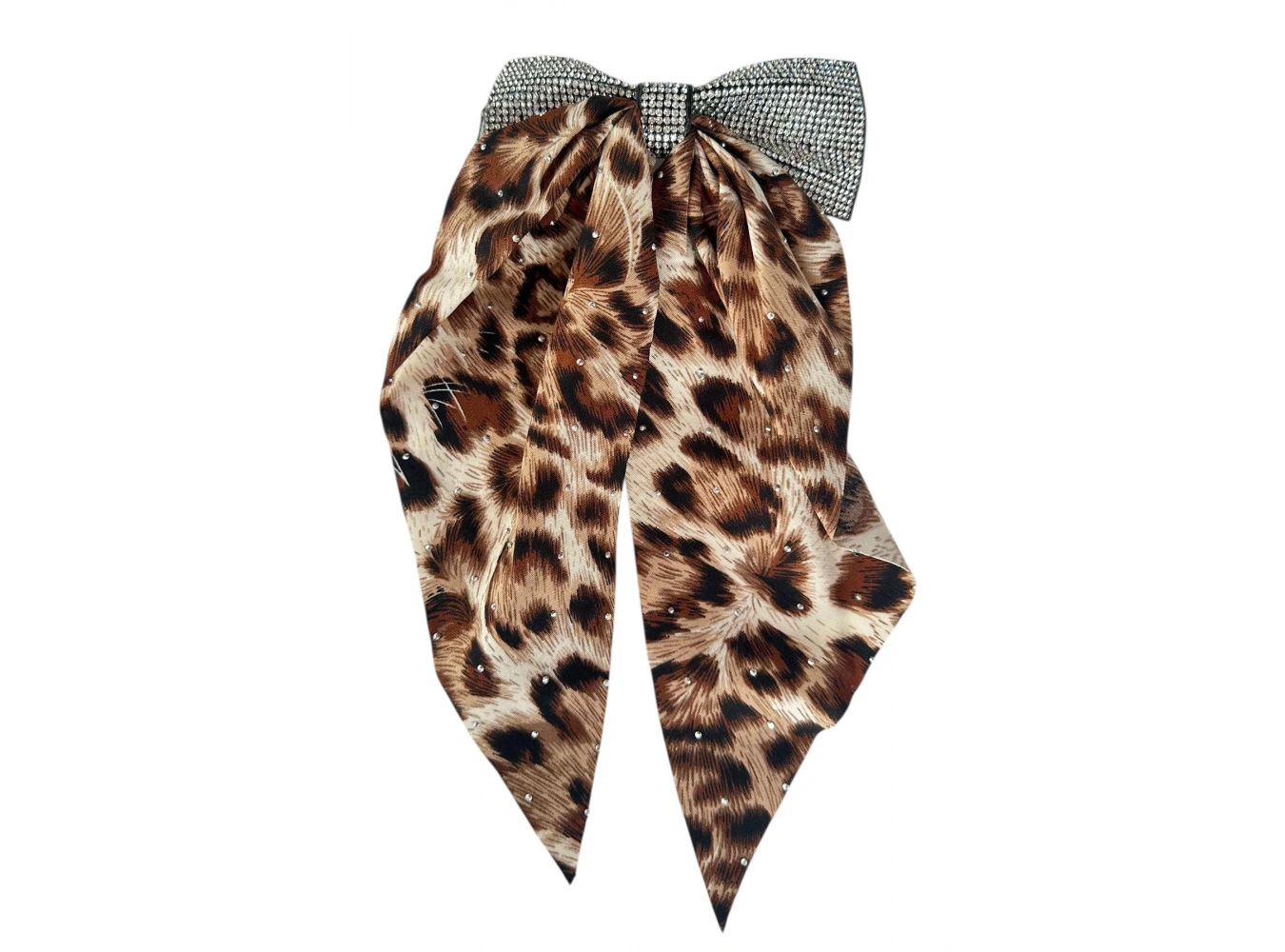 Açık Kahve Renk Leopar Desenli Taş Detaylı Otomat Toka