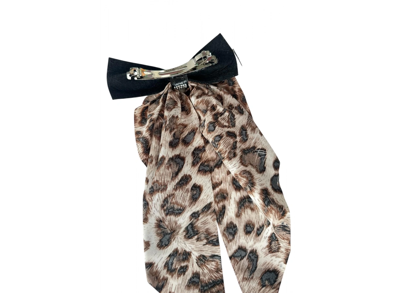 Açık Kahve Renk Leopar Desenli Taş Detaylı Otomat Toka