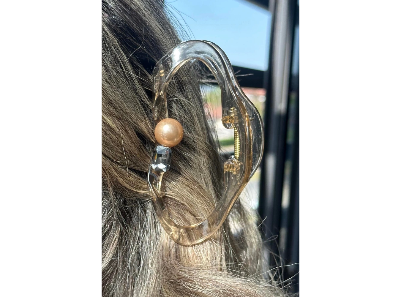 Açık Kahve Renk Taş Detaylı Mandal Toka