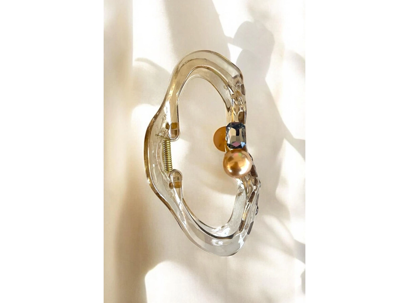 Açık Kahve Renk Taş Detaylı Mandal Toka