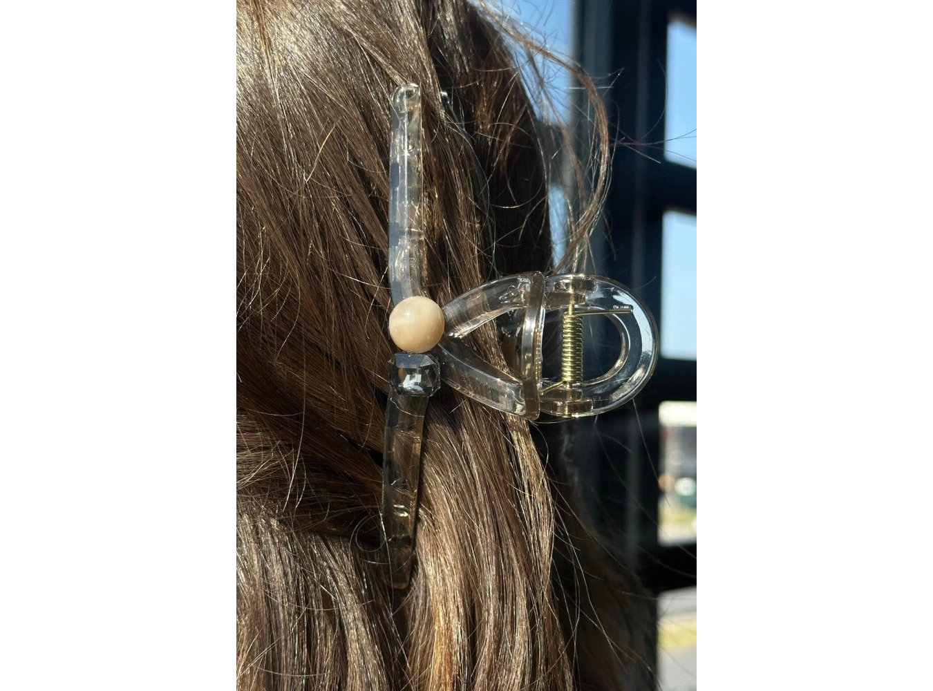 Açık Kahve Renk Taş Detaylı Mandal Toka