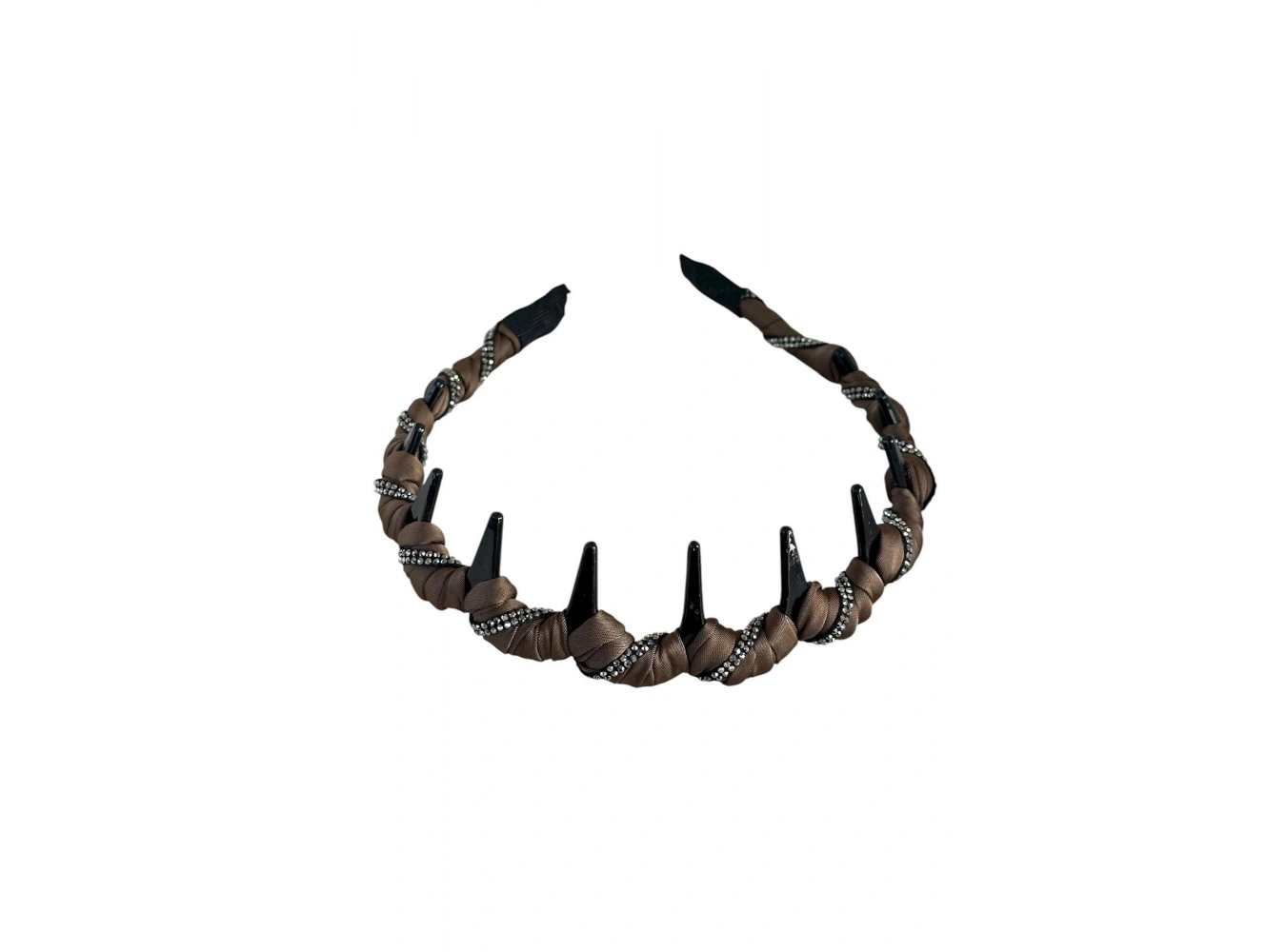 Açık Kahve Renk Taş Detaylı Taraklı Taç